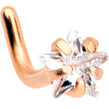 Load image into Gallery viewer, 18G 1/4 Clear Star 3mm CZ Gem Rose Gold IP L-Shape Nose Ring