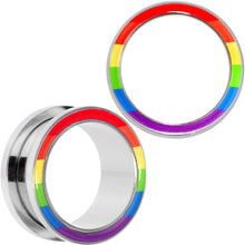 Load image into Gallery viewer, Rainbow Unity Pride Screw Fit Tunnel Plug Set 2G to 1"