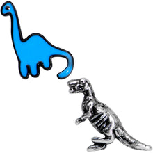 Load image into Gallery viewer, Blue Brontosaurus Raptor Dinosaur Cartilage Tragus Earring Set of 2