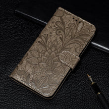 Load image into Gallery viewer, Lace Flower Leather Wallet Case For Xiaomi Redmi Note 11 10 Pro 7 6 8 8t Redmi 10c 10a A1 9t 7a 8a 9c 9a Case Mi A3 A2 Lite 9 Phone Case Premium Pu Leather Flip Cover With Card Holder Feature Protective Cover