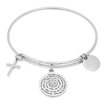 Load image into Gallery viewer, Ladies 18K Gold Plated Stainless Steel Bracelet with Our Father, Faith and Cross Charms