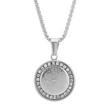 Load image into Gallery viewer, Ladies' 18K Gold Plated Stainless Steel Our Father Prayer Round Pendant with Simulated Diamonds