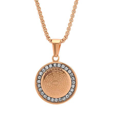 Load image into Gallery viewer, Ladies' 18K Gold Plated Stainless Steel Our Father Prayer Round Pendant with Simulated Diamonds
