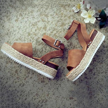 Load image into Gallery viewer, Ladies Elegant Leopard Shoes For Women High Heels Sandals Summer Flip Flop Platform Sandals High Platform Sandals Thick Bottom Belt Buckle Shoes Adjustable Strap Sandals