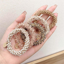 将图片加载到图库查看器,Ladies Pearl Multicolor Beads Hair Tie Elastic Hair Rope Simple Metal Sheets Scrunchies Ponytail Holders Hair Accessories for Women and Girls
