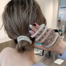 将图片加载到图库查看器,Ladies Pearl Multicolor Beads Hair Tie Elastic Hair Rope Simple Metal Sheets Scrunchies Ponytail Holders Hair Accessories for Women and Girls