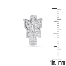 Load image into Gallery viewer, Ladies Sterling Silver and Simulated Diamonds Butterfly Huggie Earrings