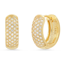 Load image into Gallery viewer, Ladies Sterling Silver and Simulated Diamonds Round Huggie Earrings