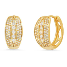 Load image into Gallery viewer, Ladies Sterling Silver And Simulated Diamonds Round Huggies Earrings