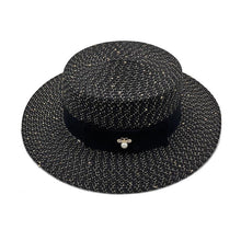 将图片加载到图库查看器,Ladies Sun Boater Classic Flat Hats Straw Hat Wide Brim Boater Hat Summer Straw Hat Beautiful Accessories For Women Retro Female Flat Cap Foldable Packable Beach Hat for Summer 55-58cm