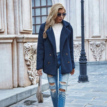 Load image into Gallery viewer, Lapel Collar Double Button Teddy Coat
