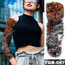 Load image into Gallery viewer, Large Tattoo Sleeve Arm Waterproof Temporary Sticker Tiger Fox For Arm Luxury Colorful Design