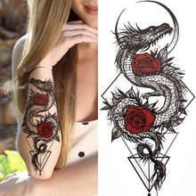 Load image into Gallery viewer, Large Wolf Tiger Black Tattoo Sticker Evil Death Temporary Tattoo Waterproof Big Tattoo Stickers For Mens Womens