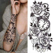 Load image into Gallery viewer, Large Wolf Tiger Black Tattoo Sticker Evil Death Temporary Tattoo Waterproof Big Tattoo Stickers For Mens Womens