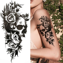 Load image into Gallery viewer, Large Wolf Tiger Black Tattoo Sticker Evil Death Temporary Tattoo Waterproof Big Tattoo Stickers For Mens Womens