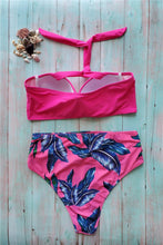 Load image into Gallery viewer, Leaf Floral Bikini Set Women Backless High-Waist Two Pieces Swimwear Beach Bathing Suits Swimsuits Women's Ruffle Bandage Bikini High Waist Bottoms Two Piece Swimsuits