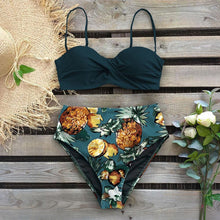 将图片加载到图库查看器,Leaf Print Bikini Female Swimsuit Women's Bathing Suits Triangle Bikini High Waist Bottoms Two Piece Swimsuits Women Swimwear Thong Push Up Bikinis Set High Waist Swimming Suits for Bathing Suit