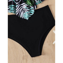 Load image into Gallery viewer, Leaf Print Hanky Hem High Waisted Bikini Swimsuit