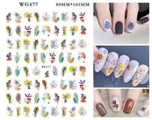 Load image into Gallery viewer, Leaf With Lines Nails Sticker Designer Fruit Nail Art 3D Decals Acrylic Designs Self Adhesive Manicure Slider Stickers Glitter Decals Love Nail Sequins Laser Heart Nail Supplies Sparkle Nail Accessories Star Accessories Heart Nail Art