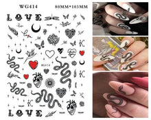 Load image into Gallery viewer, Leaf With Lines Nails Sticker Designer Fruit Nail Art 3D Decals Acrylic Designs Self Adhesive Manicure Slider Stickers Glitter Decals Love Nail Sequins Laser Heart Nail Supplies Sparkle Nail Accessories Star Accessories Heart Nail Art
