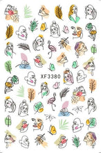 Load image into Gallery viewer, Leaf With Lines Nails Sticker Designer Fruit Nail Art 3D Decals Acrylic Designs Self Adhesive Manicure Slider Stickers Glitter Decals Love Nail Sequins Laser Heart Nail Supplies Sparkle Nail Accessories Star Accessories Heart Nail Art