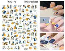 Load image into Gallery viewer, Leaf With Lines Nails Sticker Designer Fruit Nail Art 3D Decals Acrylic Designs Self Adhesive Manicure Slider Stickers Glitter Decals Love Nail Sequins Laser Heart Nail Supplies Sparkle Nail Accessories Star Accessories Heart Nail Art