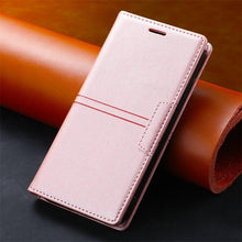 Load image into Gallery viewer, Leather Case Folding Flip Case with Kickstand Credit Card Slot Magnetic Closure Protective Case for iPhone Leather Case For iPhone 14 13 12 11 Pro Mini Flip Case Cover