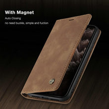 Load image into Gallery viewer, Leather Case For iPhone 14 13 11 12 Mini Pro XS XR Max Luxury Magnetic Flip Phone Case For iPhone Business Classic Wallet Cover Leather Magnetic Flip Back Stand Case/Cover