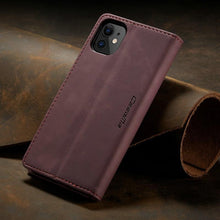 Load image into Gallery viewer, Leather Case For iPhone 14 13 11 12 Mini Pro XS XR Max Luxury Magnetic Flip Phone Case For iPhone Business Classic Wallet Cover Leather Magnetic Flip Back Stand Case/Cover