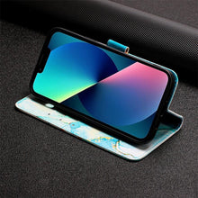 将图片加载到图库查看器,Leather Flip Phone Case For iPhone 14 13 12 Mini 11 Pro XS Max Cute Card Slot Wallet Cover Marble Pattern PU Leather Shockproof Flip Wallet Case with Stand Magnetic Money Pouch Silicone Bumper Phone Case