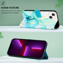 将图片加载到图库查看器,Leather Flip Phone Case For iPhone 14 13 12 Mini 11 Pro XS Max Cute Card Slot Wallet Cover Marble Pattern PU Leather Shockproof Flip Wallet Case with Stand Magnetic Money Pouch Silicone Bumper Phone Case