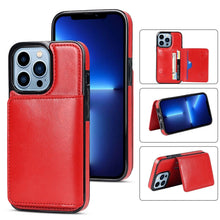Load image into Gallery viewer, Leather Phone Cover For iPhone 13 Pro Max 12 Mini 11 XS Max XR X Luxury Brown Card Holder Protection Case Luxury Back Cover Wallet Case For Cards 3 Compartments Card Holder for Women