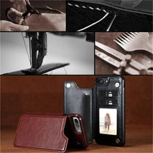 Load image into Gallery viewer, Leather Retro Card Holder Flip Cover for iPhone 11 12 13 14 Pro Max Mini Wallet Case iPhone 11 PU Leather Flip Cover Wallet Case For iPhone