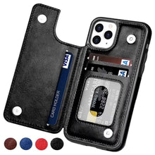 Load image into Gallery viewer, Leather Retro Card Holder Flip Cover for iPhone 11 12 13 14 Pro Max Mini Wallet Case iPhone 11 PU Leather Flip Cover Wallet Case For iPhone