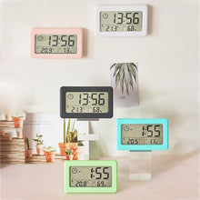 Load image into Gallery viewer, LED Digital Clock Digital Alarm Clock Battery Operated Small Desk Clocks with Smart Night Light Date Indoor Temperature LCD Electronic Clock for Bedroom Electronic Digital Screen Desktop Clock for Home Office Backlight Snooze Desk Clocks