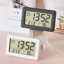 Load image into Gallery viewer, LED Digital Clock Digital Alarm Clock Battery Operated Small Desk Clocks with Smart Night Light Date Indoor Temperature LCD Electronic Clock for Bedroom Electronic Digital Screen Desktop Clock for Home Office Backlight Snooze Desk Clocks
