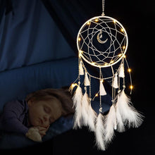 Load image into Gallery viewer, LED Dream Catcher Lamp Flying Wind Chimes Lighting Dream-catcher Handmade Ornaments Traditional Gifts Feather Pendant Romantic Creative Wall Hanging Home Wall Decoration Ornament Craft Native American Style