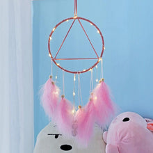 Load image into Gallery viewer, LED Dream Catcher Lamp Flying Wind Chimes Lighting Dream-catcher Handmade Ornaments Traditional Gifts Feather Pendant Romantic Creative Wall Hanging Home Wall Decoration Ornament Craft Native American Style