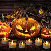 将图片加载到图库查看器,LED Solar Lamp Solar Electronic Candle Light LED Tea Lights Candles Battery Powered Fake Candles for Wedding Party Holidays Home Decoration Outdoor Electronic Flameless Candle Light For Outdoor Christmas Halloween