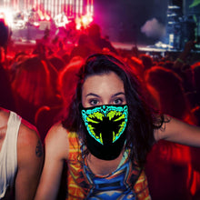 将图片加载到图库查看器,LED Warm Headgear ED Face Mask Party Masks Light Up Dance Halloween Cosplay Easter Rave Mask Luminous Costume Washable Foldable Luminous Cool Party Mask Activated Light Up Mask Led Music Party Mask Led Music Mask for Festival Party