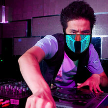 将图片加载到图库查看器,LED Warm Headgear ED Face Mask Party Masks Light Up Dance Halloween Cosplay Easter Rave Mask Luminous Costume Washable Foldable Luminous Cool Party Mask Activated Light Up Mask Led Music Party Mask Led Music Mask for Festival Party