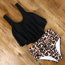 Load image into Gallery viewer, Leopard Bikini High Waist Bikini Animal Print Floral Swimsuit Ruffle Swimsuit Plus Size Swimwear Women Swimsuits for Women Two Piece Bathing Suits Ruffle Tops With High Waist Bottoms Bikini Sets For Teen Girls