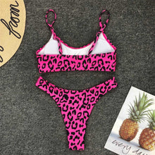 Load image into Gallery viewer, Leopard Bikini Women Swimwear Female Swimsuit Two-piece Bikini Set Comfortable Bathing Suit Swim Lady High Waist Bikini Set For Women Athletic Two Piece Soft Swimsuit Sporty Scoop Neck Bathing Suit