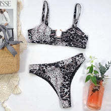 Load image into Gallery viewer, Leopard Bikinis Bikini Swimming Women's Bathing Suits Push Up Swimsuit Women's Padded Underwire Bikini Wire Push Up Bathing Suit Leopard Printed High Cut Vintage Swimsuit