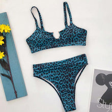 Load image into Gallery viewer, Leopard Bikinis Bikini Swimming Women's Bathing Suits Push Up Swimsuit Women's Padded Underwire Bikini Wire Push Up Bathing Suit Leopard Printed High Cut Vintage Swimsuit