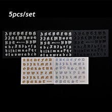 将图片加载到图库查看器,Letter 3D Decals Nail Art Stickers English Old Font Black Number Tattoo Nails Design Water Sliders Manicure Decoration 3D Nail Supplies Holographic Old English Character Nail Self-Adhesive Sticker English Font Design Manicure Decorations Accessories