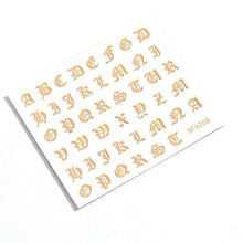 将图片加载到图库查看器,Letter 3D Decals Nail Art Stickers English Old Font Black Number Tattoo Nails Design Water Sliders Manicure Decoration 3D Nail Supplies Holographic Old English Character Nail Self-Adhesive Sticker English Font Design Manicure Decorations Accessories