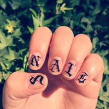 将图片加载到图库查看器,Letter 3D Decals Nail Art Stickers English Old Font Black Number Tattoo Nails Design Water Sliders Manicure Decoration 3D Nail Supplies Holographic Old English Character Nail Self-Adhesive Sticker English Font Design Manicure Decorations Accessories