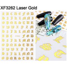将图片加载到图库查看器,Letter 3D Decals Nail Art Stickers English Old Font Black Number Tattoo Nails Design Water Sliders Manicure Decoration 3D Nail Supplies Holographic Old English Character Nail Self-Adhesive Sticker English Font Design Manicure Decorations Accessories