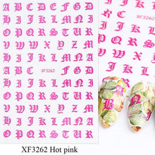 将图片加载到图库查看器,Letter 3D Decals Nail Art Stickers English Old Font Black Number Tattoo Nails Design Water Sliders Manicure Decoration 3D Nail Supplies Holographic Old English Character Nail Self-Adhesive Sticker English Font Design Manicure Decorations Accessories